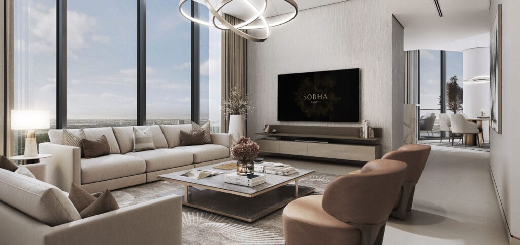 living area of sobha solis motor city