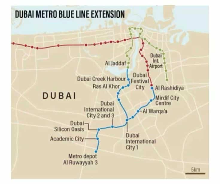 Dubai Metro Blue Line Extensions