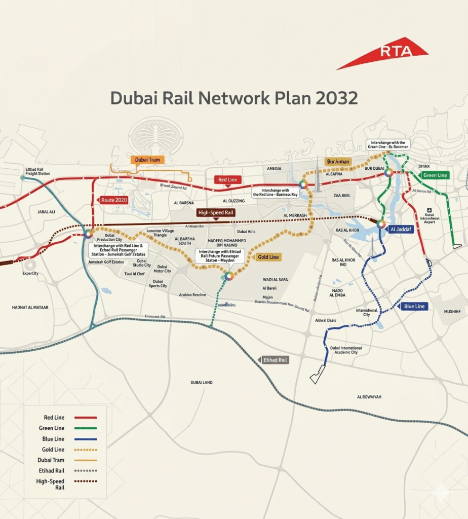 dubai metro gold line route map